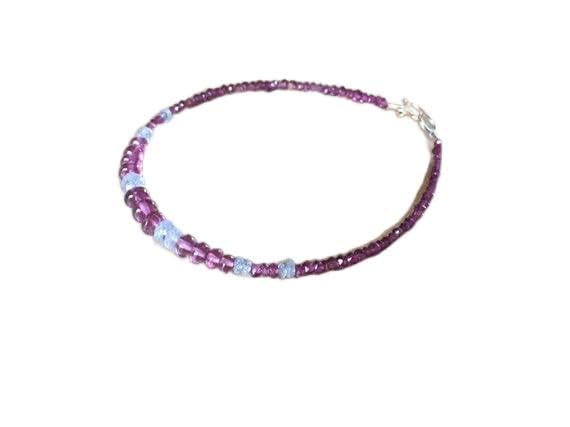 Bracelet en grenat et aigue-marine LKBEADS avec fermoir argenté