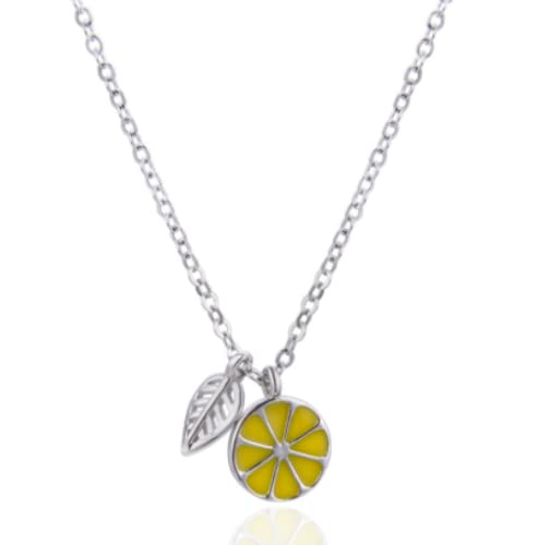 Collier en argent S925 sterling avec pendentif citron délicat en maille ras du cou pour femme