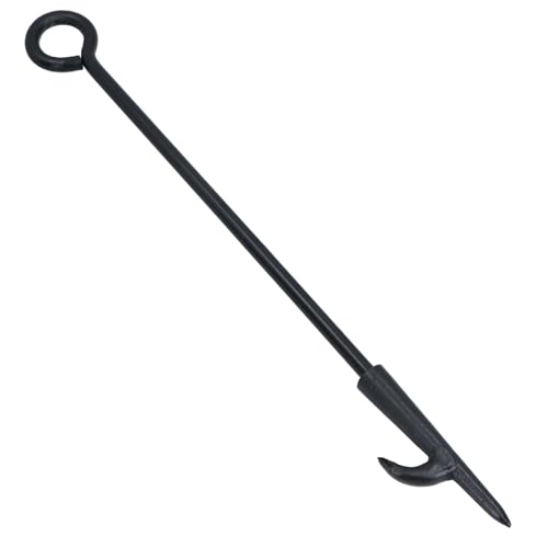 AB Tools Fireplace Poker Fire Poker for Coal Wood Fires with Log Turning Hook Loop Handle