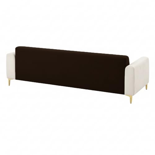 Image of Opera 3 Seater Fabric Sofa Set | Soft Velvet Upholstery, Sturdy Wooden Frame | Modern Sofa for Living Room, Hall & Office Spaces (Dark Brown-Cream)