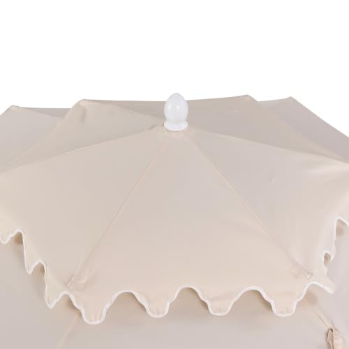 JONATHAN Y Fletcher 8.5' Double-Tiered Market Patio Umbrella, Cream/White by JONATHAN Y - Used condition - Image 8