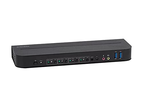 Image of Monoprice 4K DisplayPort 1.4 and USB 3.0 4x1 KVM Switch - 4K@60Hz, 18 Gbps, HDR, YCbCr 4:4:4, HDCP 2.2, HDMI 2.0, Share 4 Computers with 1 Keyboard Mouse, Monitor, Printer, Black - Blackbird Series