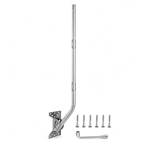CEKAY Stainless Steel Antenna Mount (1.5' x 51'), Heavy-Duty Adjustable J-Pole Mast for TV Antenna, Starlink, Satellite Dish, or Weather Station, Universal Wall, Eave & Roof Mounting Bracket