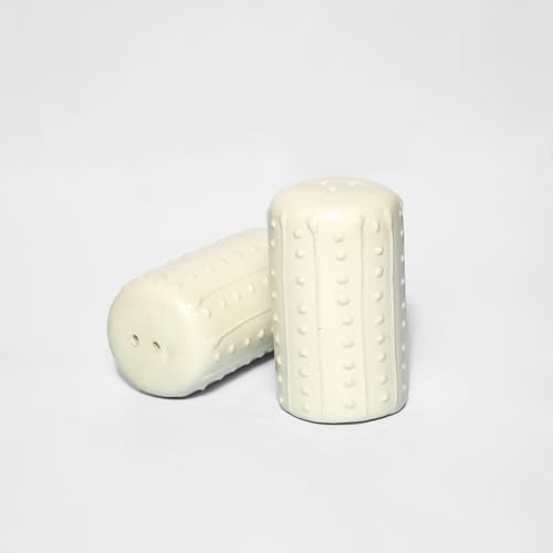 Image of QIMACPLUS Handcrafted Ceramic Salt and Pepper Shaker Set | Perfect Pour Holes for Kitchen, Dining Table, Picnic, Office, Restaurant, and Hotel | Set of 2 (doted White)