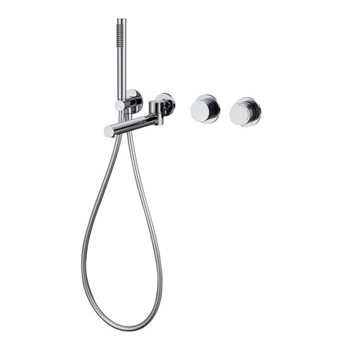 Robinet mitigeur de bain-douche chromé mural avec pommeau de douche pour rénovation