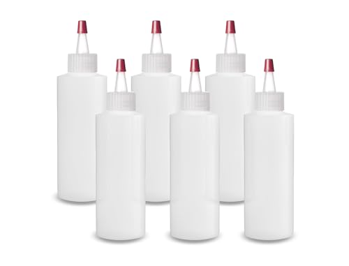 ljdeals 4 oz Plastic Squeeze Bottles with Yorker Caps, for hair color, Lotion, condiments, paints, craft, sauce and more…Pack of 6, BPA Free, Made in USA