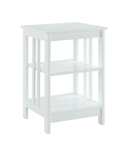 Convenience Concepts Mission End Table with Shelves, White