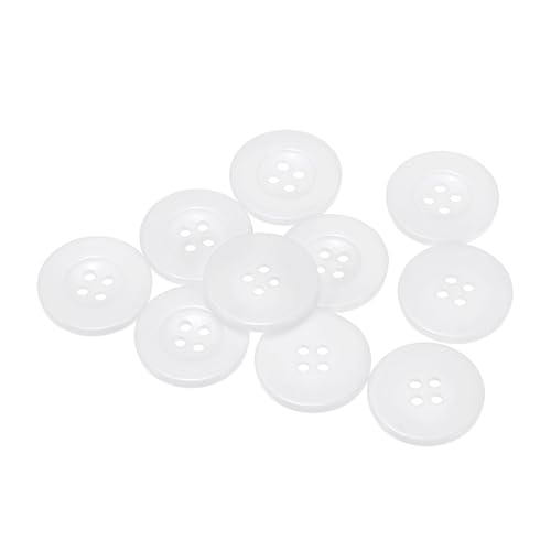 QUARKZMAN 10Pcs 40L Boutons Mercerie Blanc 25mm Bouton Résine Rond Plat à 4 Trous Boutons de...