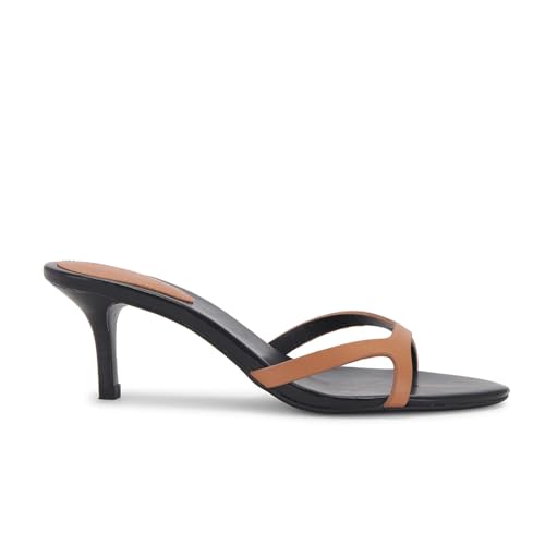 Image of QIV Kitten Heels for Women Single Strap Low Heel Open Toe Mule Shoes Non Slip Sandals