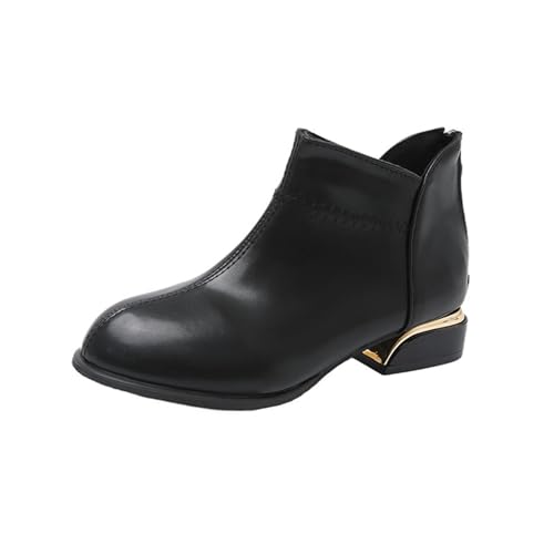 Bottines femme bout pointu chaussure automne talon bas épais et zip