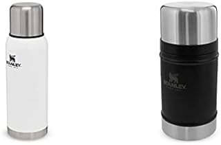 Stanley Adventure Stainless Steel Vacuum Bottle BPA Thermos-Keeps Cold or Hot for 24 Hours Leakproof Lid Doubles as Cup, Polar White, 1.0 L