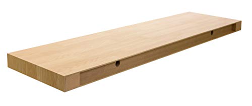 Kiera Grace Uniquely Modern Stockholm Aberg Engineered Wood Floating Wall Shelf With Led Light For Home, Room, & Office, 9.25”L X 35.4”W X 1.5”H, Oak Beige #TOP4