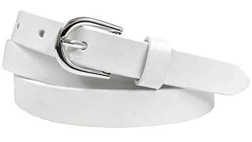 Women's Dress Skinny Belts 100% One Piece Full Grain Genuine Leather Belt 3/4"(19mm) wide (Smooth White, 30)
