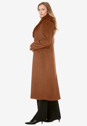 Jessica London Women's Plus Size Long Wool-Blend Coat With Faux Fur Collar3