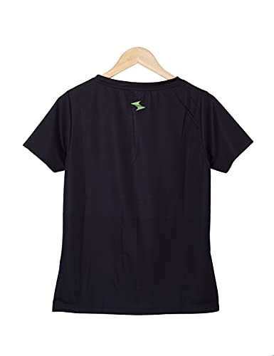 Image of Uhane Women's Gym Dri-Fit Classic Work-Out Round Neck Loose Fit T-Shirt (Black) Short Sleeves Top for Sports and Fitness
