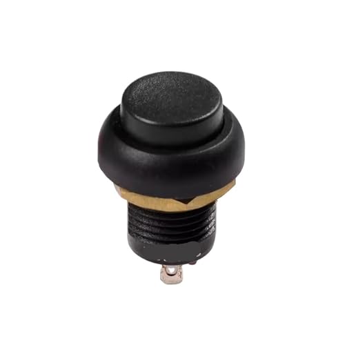 Interruptor de botón de 12mm con cabeza plana convexa negra fija latching