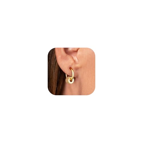 CHESKY Small Huggie Earring - 14k Gold Plated Dangle Earrings for Women Hypoallergenic Cubic Zirconia Hoops Minimalist Cute Huggies Earrings Bridesmaid Jewelry