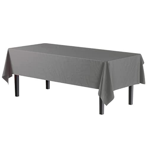 Image of Party Solids Silver Rectangular Plastic Tablecloth - 54x108 Inch, Pack of 24