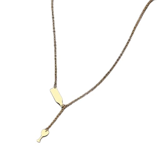 Collier en acier inoxydable avec pendentif bouteille de vin, finition soignée pour femme