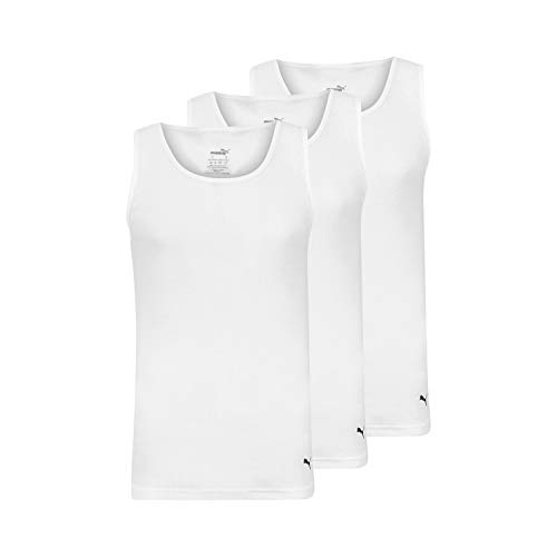 Puma men's 3 pack ribbed tank tops, white, s