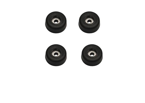 Image of Penn Elcom Small Black Flat Rubber Feet with Steel Washer - Set of 4 | Anti-Vibration Bumper Pads for Furniture, Cases, Electronics | Non-Slip for Floor & Surface Protection (O - 25.4mm, H - 10mm)