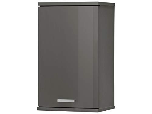 1-TRG. Hängeschrank Badezimmerschrank Hochglanz Wandschrank Badschrank Badezimmer Schrank, Badhängeschrank (grau) Cover