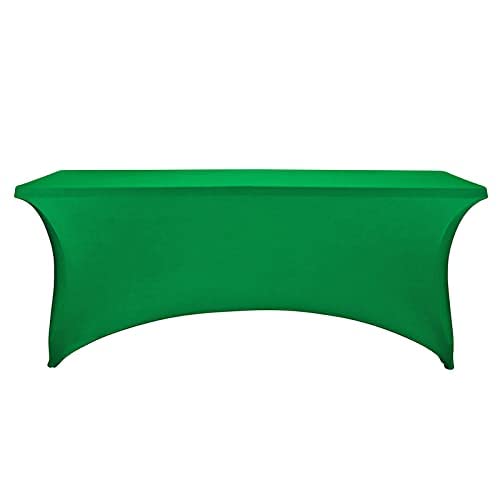 Image of FORLIFE 2Pack Spandex Table Covers,Fitted Tablecloth for Rectangular Tables, Stretch Patio Table Covers, Universal Spandex Table Cover for Wedding, Banquet, Party (6ft, Emerald)
