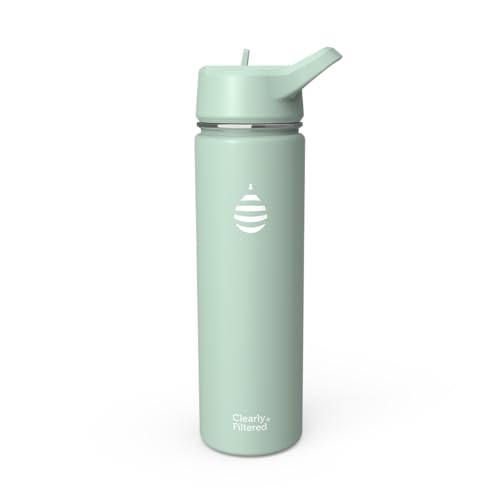 Clearly Filtered Water Bottle | Removes 220+ Contaminants, Double-Wall Insulated Stainless Steel, BPA/BPS Free, Phthalate Free, Filters Flouride Lead Chlorine (20oz, Mint)