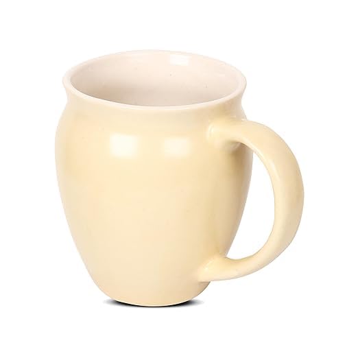 Image of QIMACPLUS Premium Ceramic Coffee Tea Cups Mugs Best Gift for Family Cream Colour (400 ML, Microwave Safe, Dishwasher Safe) (Pack of 1)