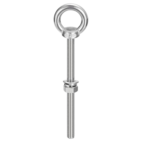 Image of uxcell Lifting Eye Bolt, 1 Set M8 x 120mm Eye Bolt with Nut Washer 304 Stainless Steel Shoulder Lifting Ring Eye Bolt for Hanging Item