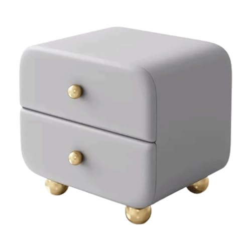 HJYBFA Elegante mesita de Noche, Preciosas mesas auxiliares de Madera Forradas en Cuero, 2 cajones, mesita de Noche, pequeña Mesa Auxiliar portátil