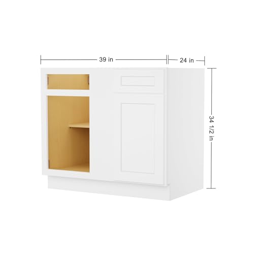 Image of Furinno Shaker Blind Bases Kitchen Cabinet, Ready to Assemble, 24 D x 39 W x 34.5 H, White