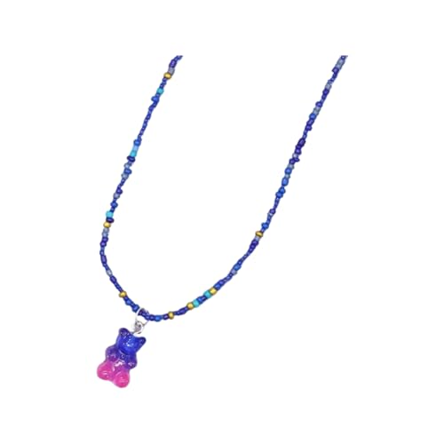 Collier ours en argent 925 et perles de riz colorées bohème