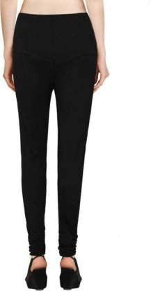 Image of Kex Black White Solid Cotton Churidar Length Leggings Women Leggings Girls Leggings Leggings for Women Ruby Leggings