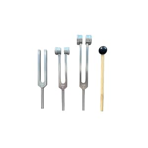 Tuning Forks for Sound Therapy (128Hz, 256Hz, 512Hz) for Yoga, Meditation, Stress Relaxation, Health Care and Musical Instrument, With Cloth Pouch,Silicone hammer, a Repair Tool and Cleaning Cloth