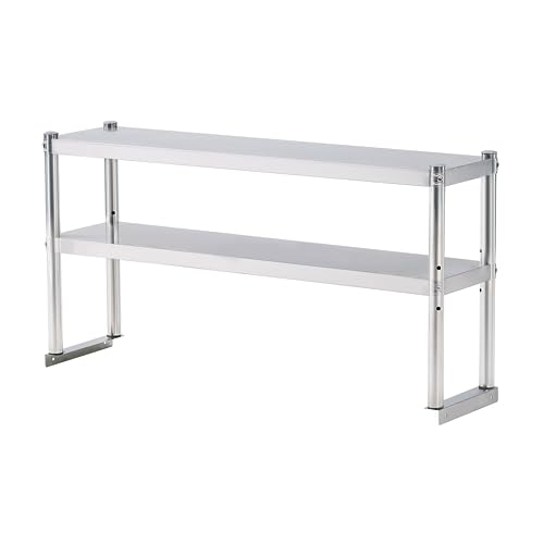 KUARBARR Stainless Steel Shelf 2 Tier Stainless Overshelf for Kitchen Prep Work Table 12 x 48 Inches Adjustable Commercial Steel Table OverShelf for Kitchen, Restaurant, Bar, Utility Room, Garage