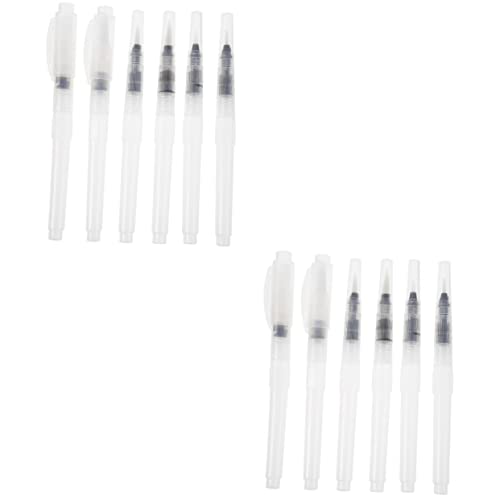 VILLCASE 2 Juegos Pluma De Acuarela De Punta Flexible Bolígrafos Recargable Paleta Marcadores Gel Aerógrafo Limpiador Equipo Pintar Lavable Tapa Agua Soluble El Plastico 6 Piezas * 2