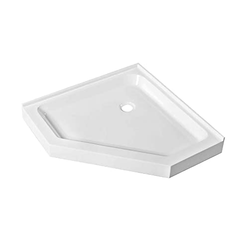 Fine Fixtures Neo Angle Corner Acrylic Shower Base - Non-Slip Textured Surface Shower Floor Pan 36' x 36' in White