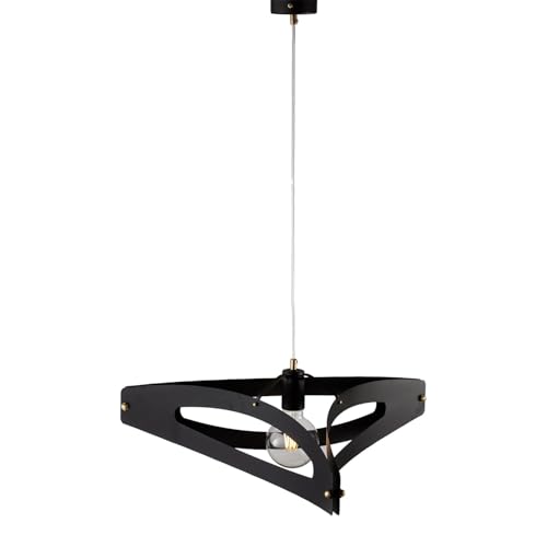 Suspension Onyx en fer noir et laiton bruni d.51 cm style vintage