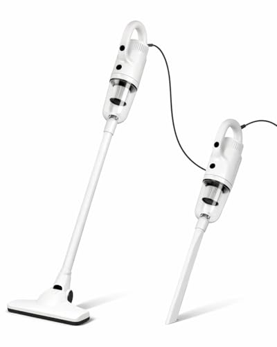 Trunera Corded Stick Vacuum Cleaner, 2-in-1 Lightweight Vacuum with 400W Suction, Floor Brush & Crevice Tool Included, 13 ft Power Cord, 0.5L Dust Cup for Hard Floors and Low-Pile Carpets