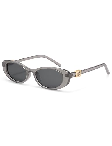 Retro Oval Sunglasses for Women with Small Faces, Vintage Cat-Eye Sun Glasses with Gold Accents AP3754