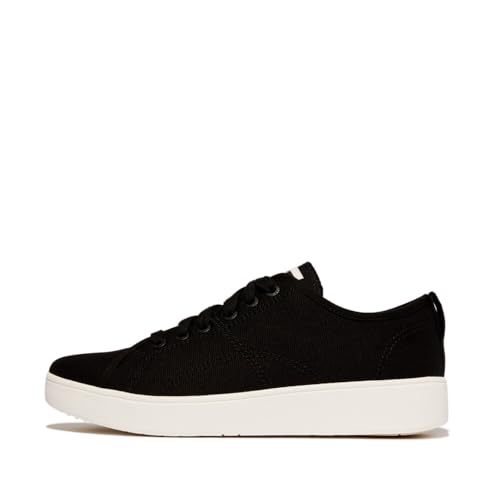FitFlop Women's Rally Canvas Sneakers, Black, 6