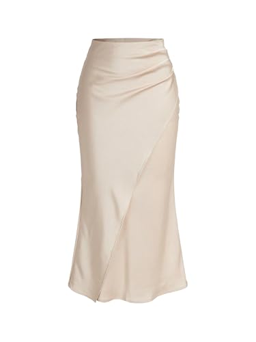 SOLY HUX Women's Satin Maxi Skirt Elegant Wrap High Waisted