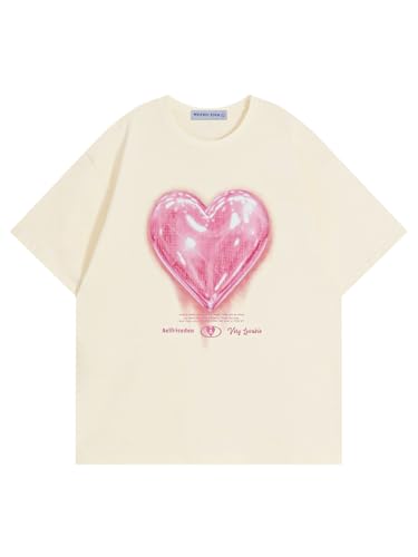 Aelfric Eden Women Love Balloon Graphic Tees Summer Short Sleeve