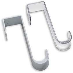 Spectrum Overdoor J Hooks (2 Pack) - Metal, Plastic - Modern Style - Door Mount - Drywall, Wood Surface