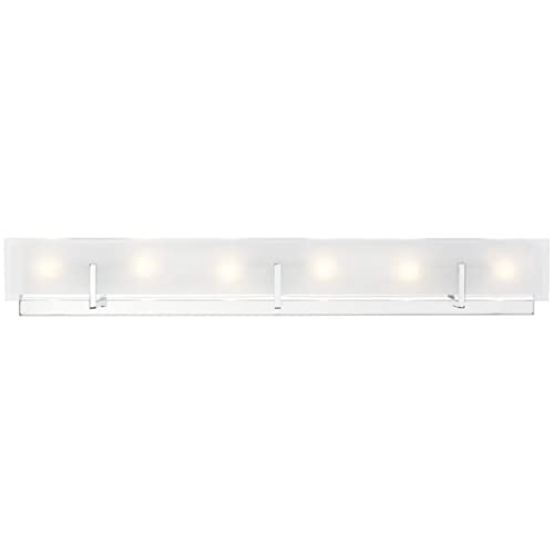 Image of Generation Lighting 6-Light Syll Bath Fixture Wall Lamp (Chrome) 4430806-05 | Bathroom Light Fixture for Home Decor | Vanity Light Fixture Uses Candelabra E12 Standard or LED Light Bulbs
