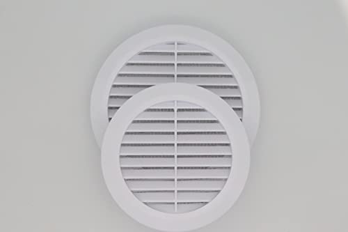 White 6" Inch Round Ventilation Grille With Insect Mesh. (Duct 6Ø / Grille 7Ø) Ventilation Applications. Indoor And Outdoor Vent Cover. Available 3 Sizes / 4 Colors. #TOP7