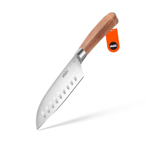 Image of Stahl 5 Inches / 13 cm Talon Stainless Steel Santoku Knife with Walnutwood Handle Sharp Razor Blade for Chefs Kitchen Restaurant