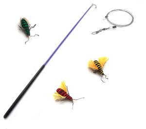 Kat Fly Cat Teaser Wand with 3 Bee Cat Teasers Refills - Purple Wand