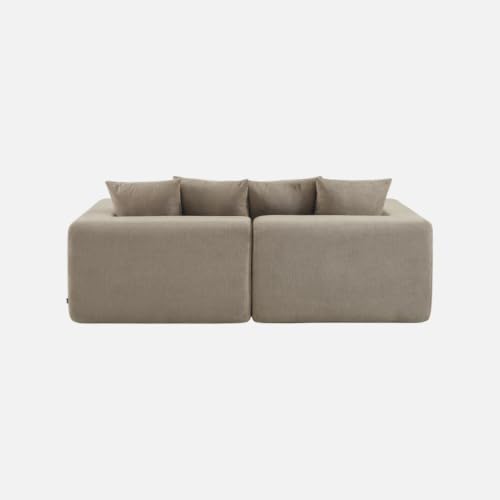 Sofá modular sweeek de 3 plazas en chenilla beige oscuro para renovar salones pequeños 6